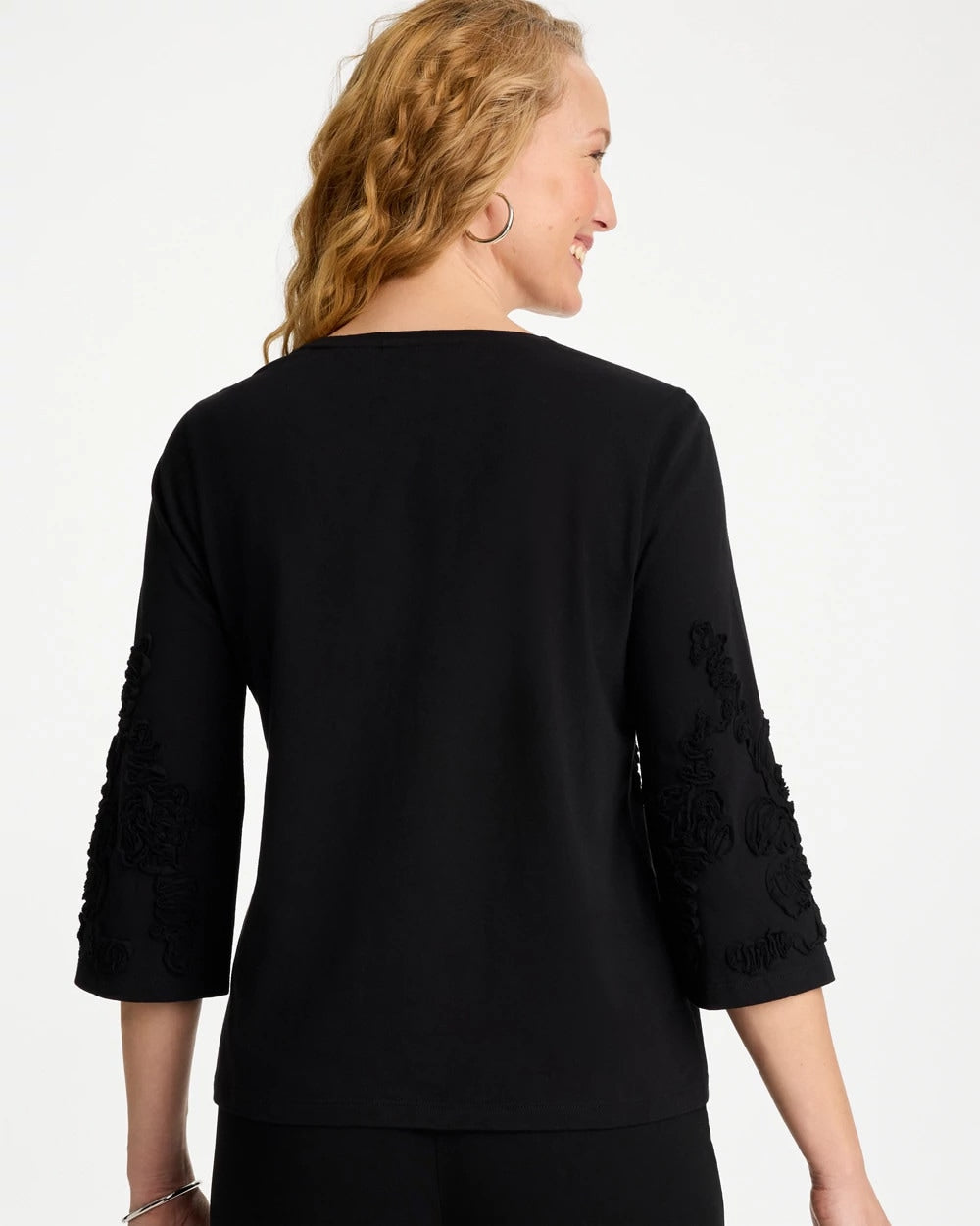 Chico's Premium - Soutache Elbow Sleeve Tee Black