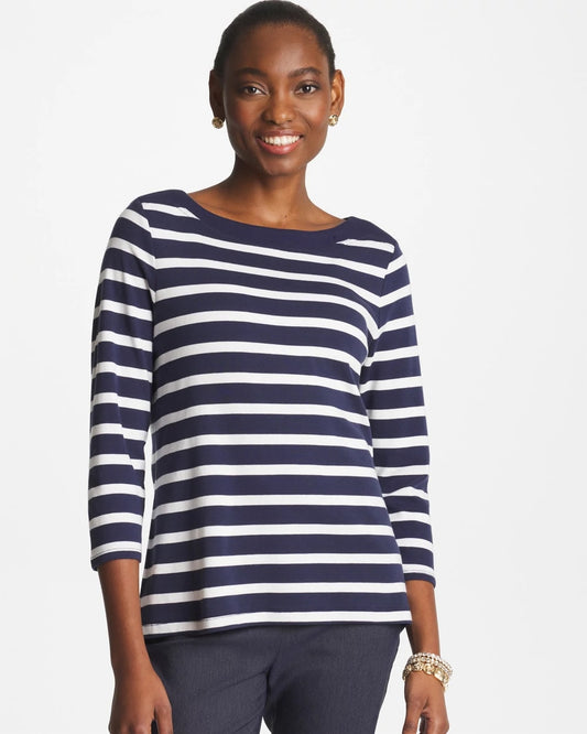 Chico's Best Seller - Pima 3/4 Sleeve Tee Passport Blue
