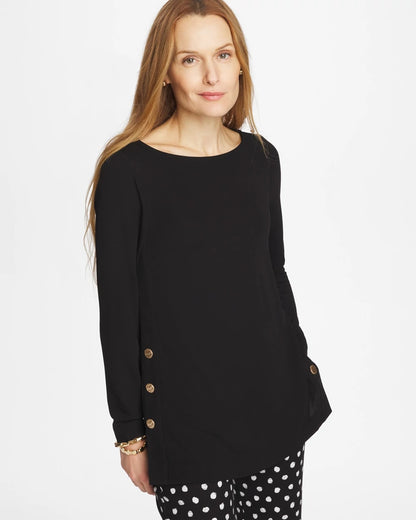 Chico's Great Value - Matte Jersey Button Tunic Black