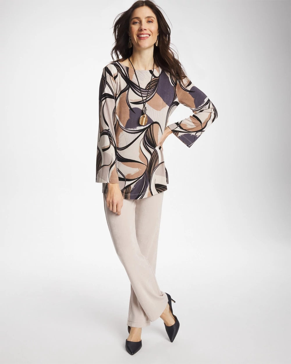 Chico's Hot Sale - Travelers™ Waverly Bell Sleeve Tunic Soft Slate