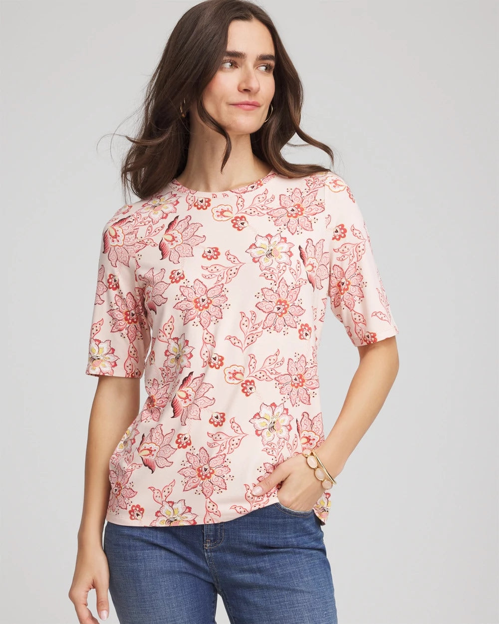 Chico's Deals - Elbow Sleeve Tee Siesta Rose