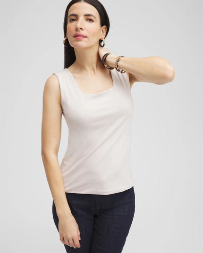 Chico's Deals - Contour Cotton™ Square Neck Tank Smokey Taupe