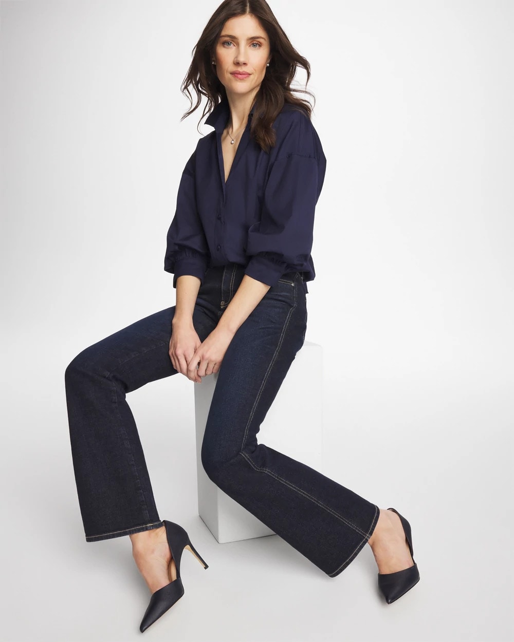 Chico's Classic - Poplin Billow Sleeve Blouse Passport Blue