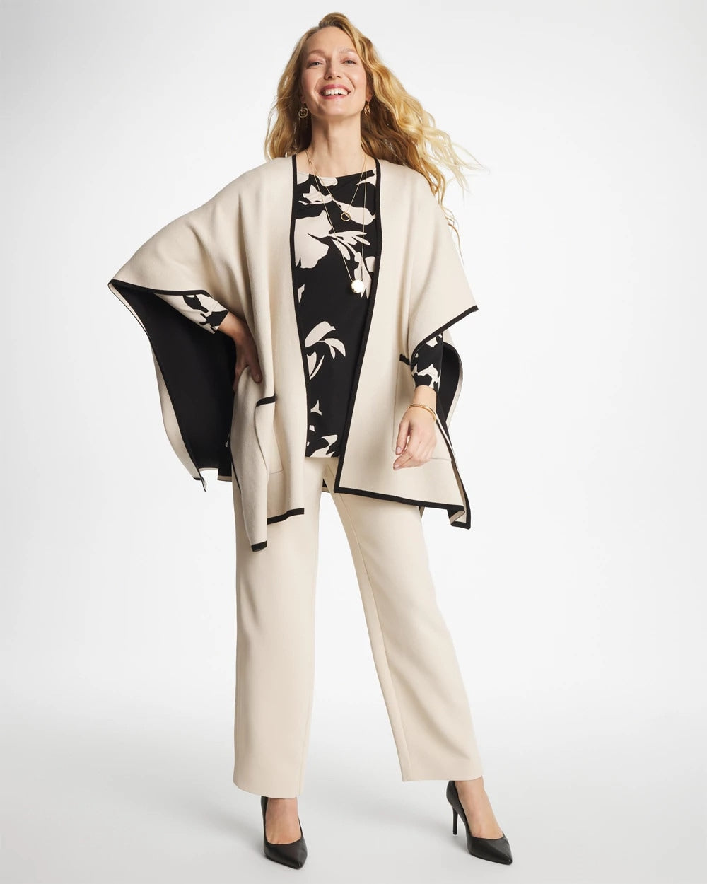 Chico's Classic - Blossom Matte Jersey Button Tunic Black