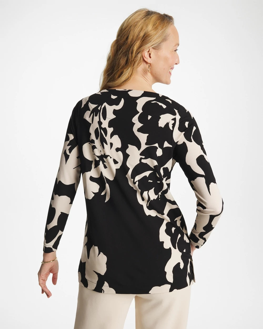 Chico's Classic - Blossom Matte Jersey Button Tunic Black