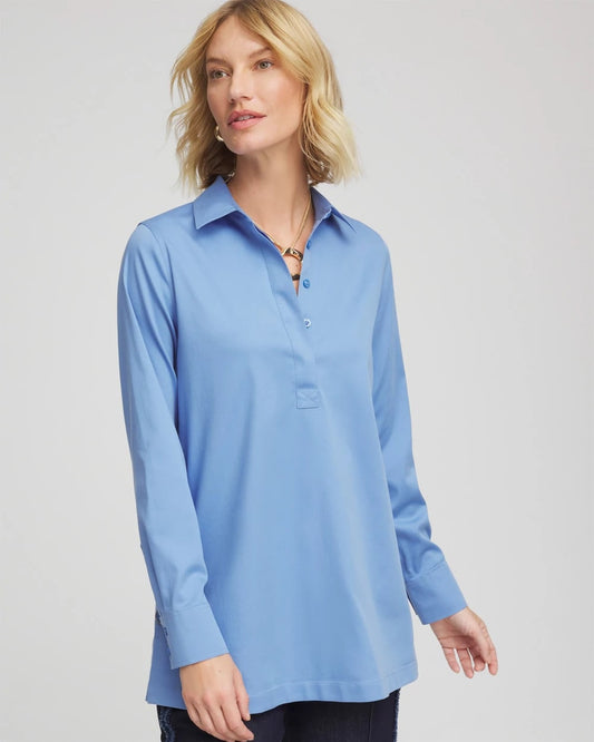 Chico's Essential - No Iron™ Stretch Tunic Tidal Blue