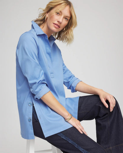 Chico's Essential - No Iron™ Stretch Tunic Tidal Blue