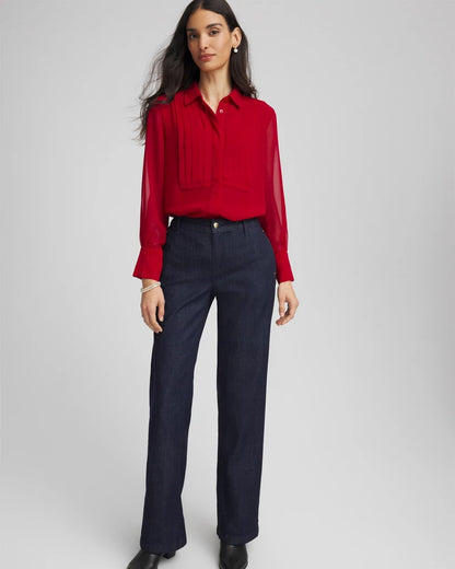 Chico's Classic - Pintuck Georgette Tunic Carmine Red