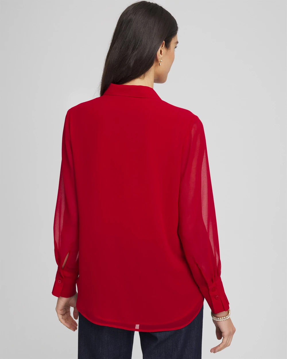 Chico's Classic - Pintuck Georgette Tunic Carmine Red