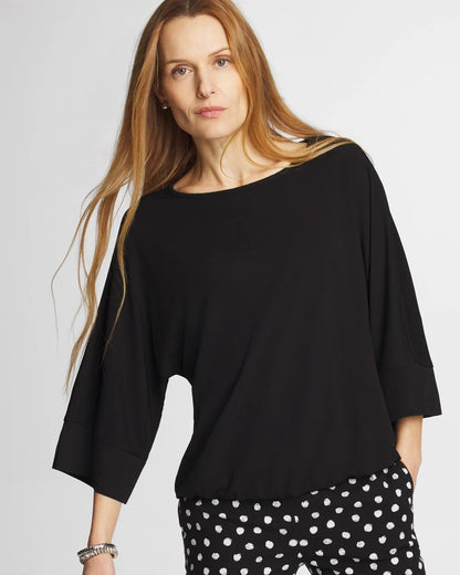 Chico's Exclusive - Matte Jersey Bubble Hem Top Black