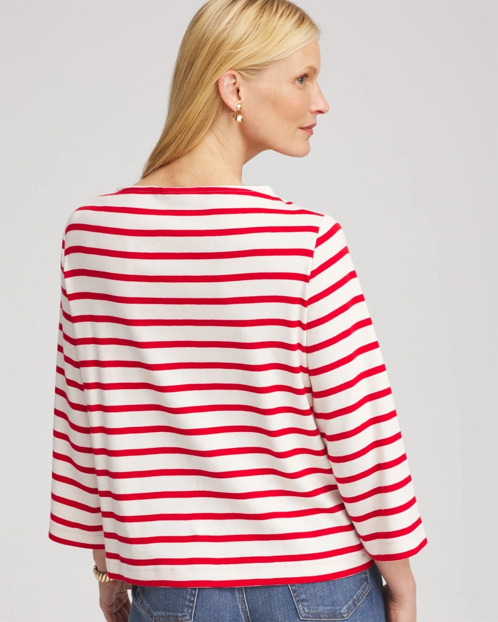 Chico's Smart Buy - Bateau Neck Stripe Top Love Letter Red