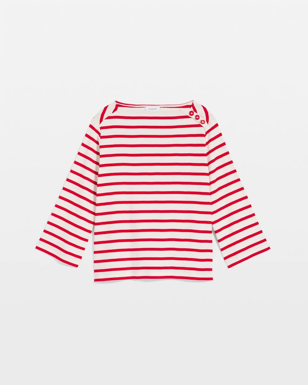 Chico's Smart Buy - Bateau Neck Stripe Top Love Letter Red