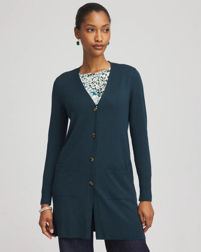 Chico's Special Offer - Ella Pocketed Cardigan Sweater Teal Shadow
