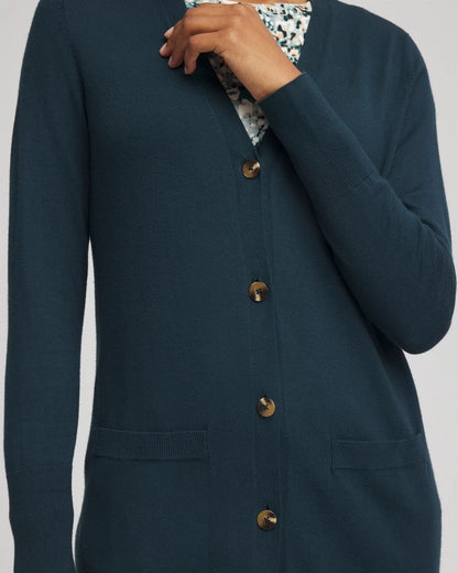 Chico's Special Offer - Ella Pocketed Cardigan Sweater Teal Shadow