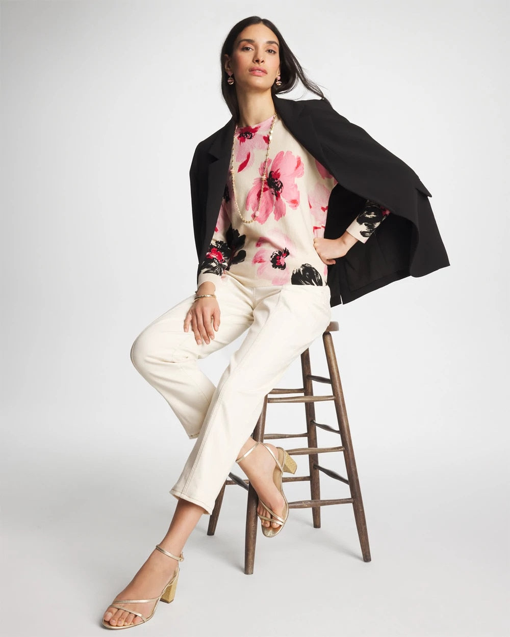 Chico's Classic - Printed Bateau Dolman Pullover Sweet Blossom