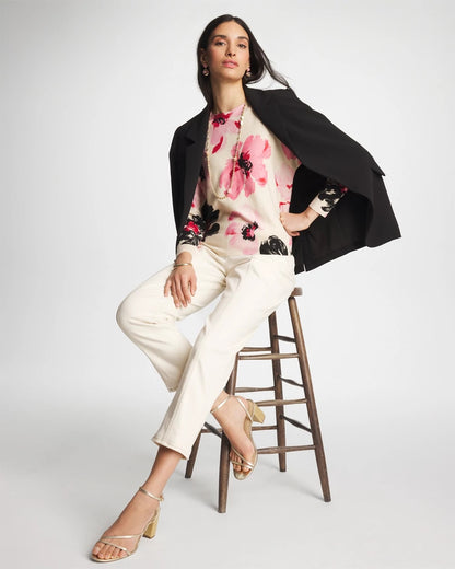 Chico's Classic - Printed Bateau Dolman Pullover Sweet Blossom