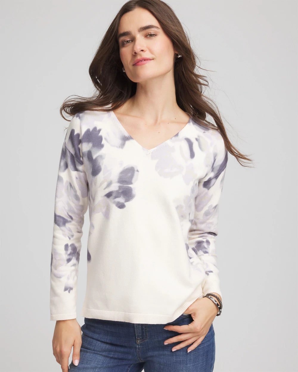 Chico's Classic - Printed V-Neck Sweater Multi