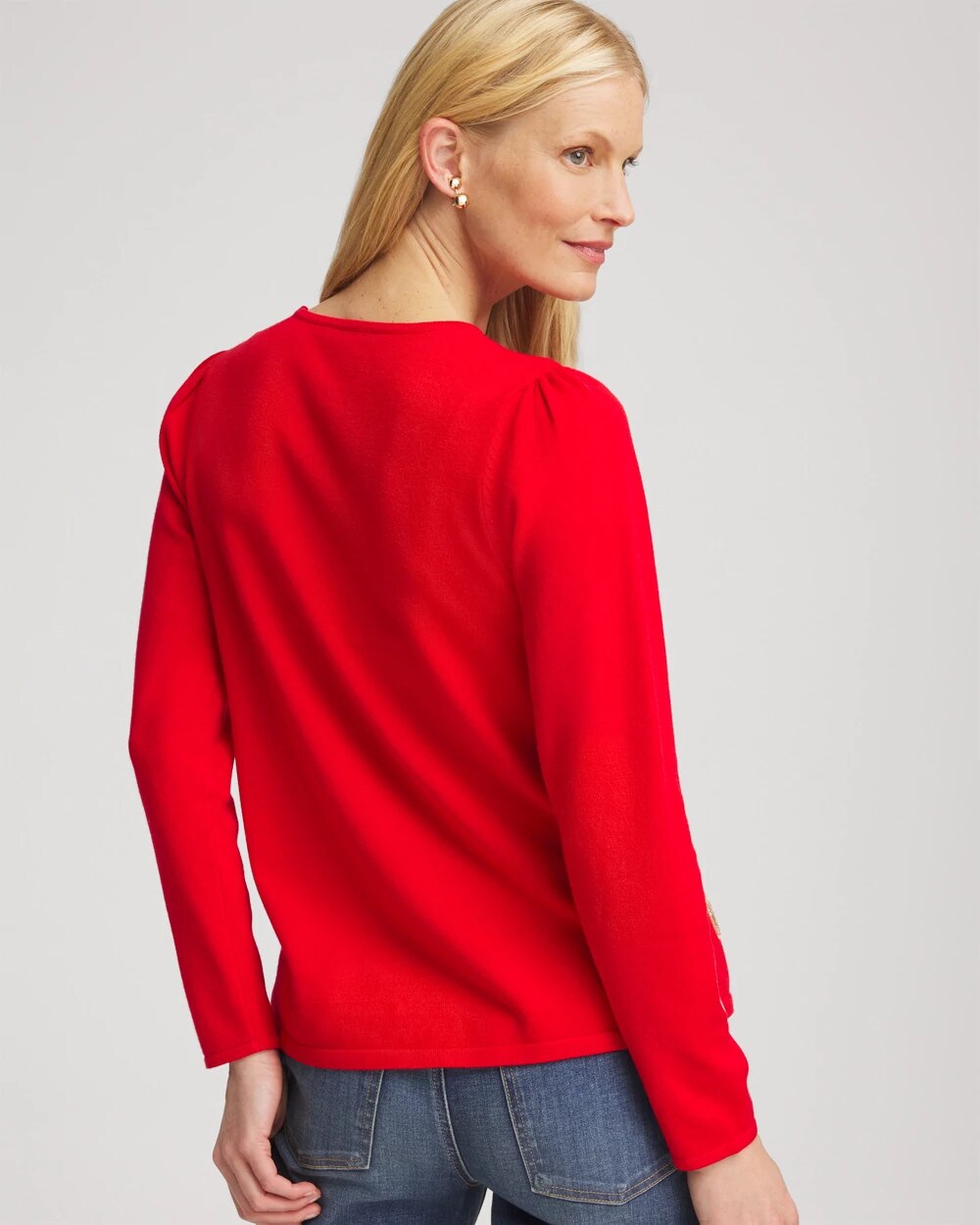 Chico's Discount - V-Day Embroidered Heart Pullover Love Letter Red