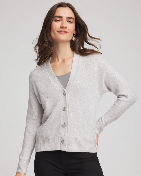 Chico's Special Offer - Shine Boyfriend Cardigan Dove Gray