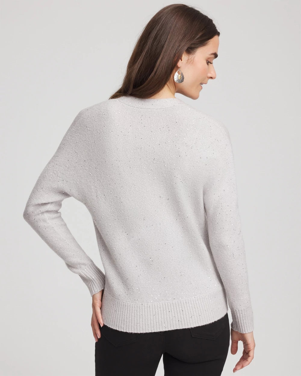 Chico's Special Offer - Shine Boyfriend Cardigan Dove Gray