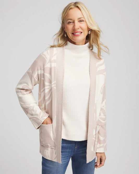 Chico's Special Offer - Abstract Bloom Cardigan English Cream
