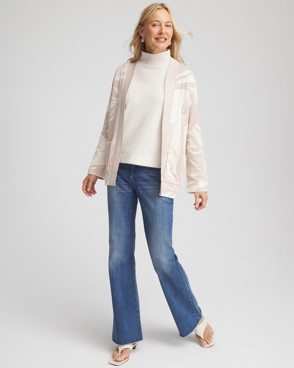 Chico's Special Offer - Abstract Bloom Cardigan English Cream