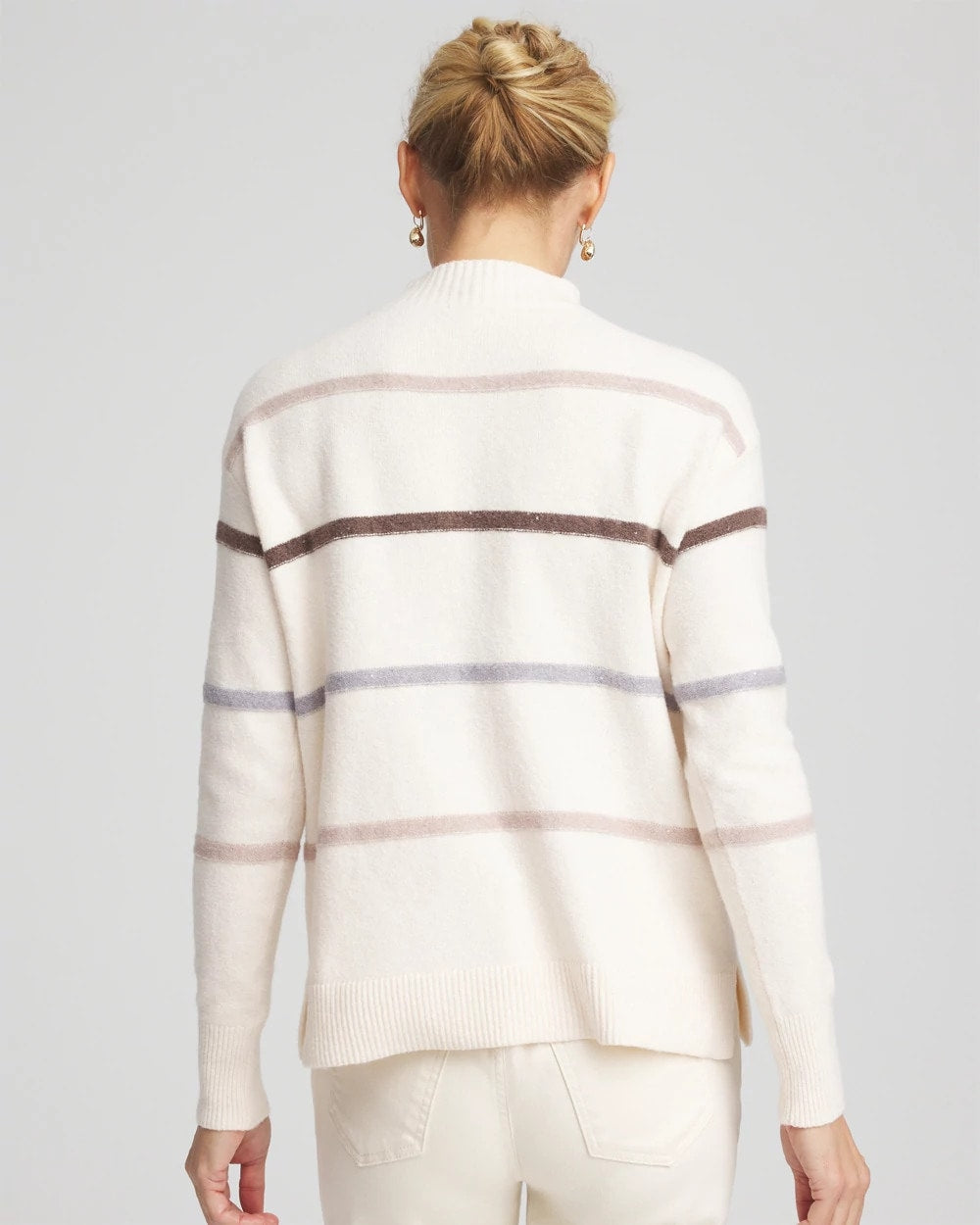 Chico's Popular - Sequined Stripe Pullover Sweater English Cream