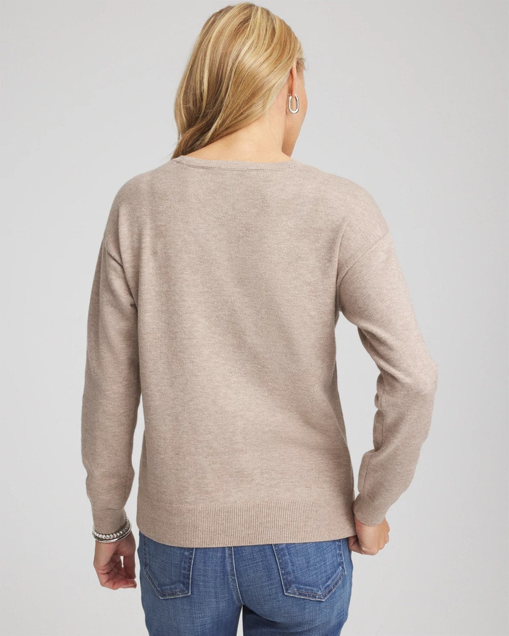 Chico's Featured - Floral Sequined Pullover Smokey Taupe