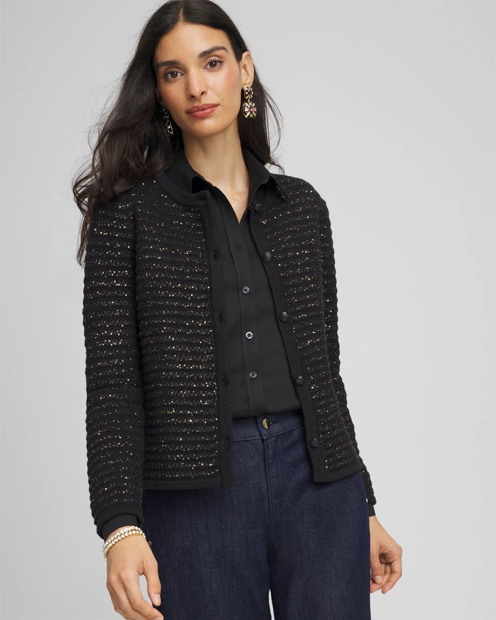 Chico's Deals - Shine Cropped Cardigan Black