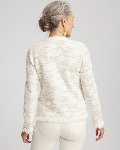 Chico's Essential - Fringe Textured V-Neck Cardigan English Cream