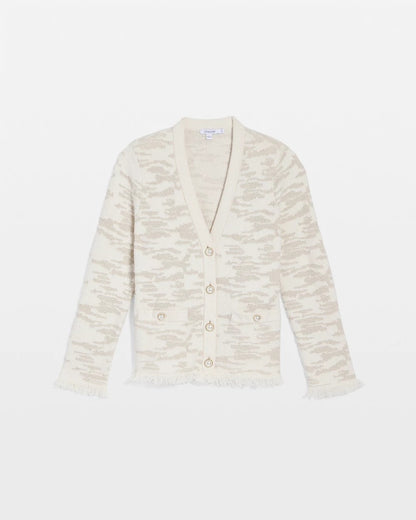 Chico's Essential - Fringe Textured V-Neck Cardigan English Cream