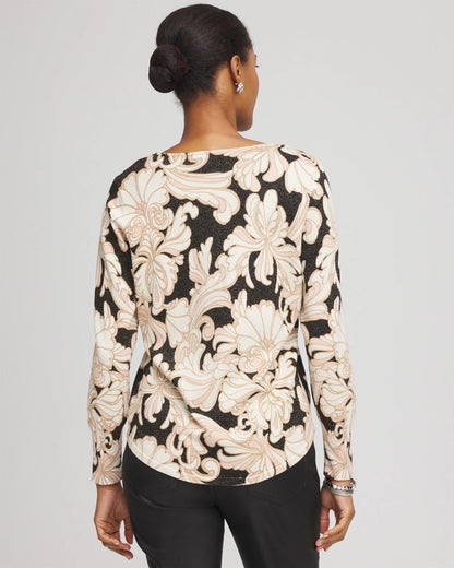 Chico's Classic - Ella Metallic V-Neck Sweater Purple Royale