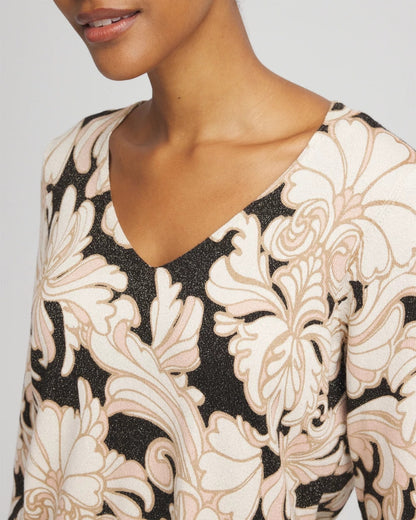 Chico's Classic - Ella Metallic V-Neck Sweater Purple Royale