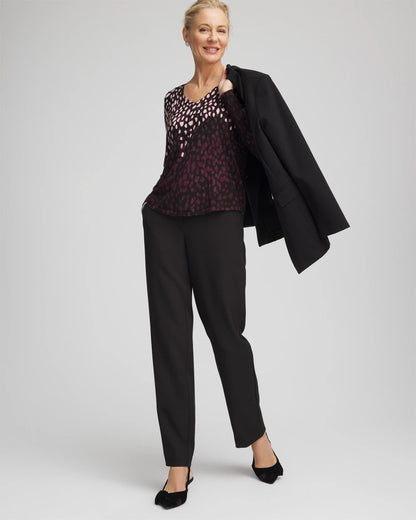 Chico's Special Offer - Ella Printed V-Neck Sweater Black