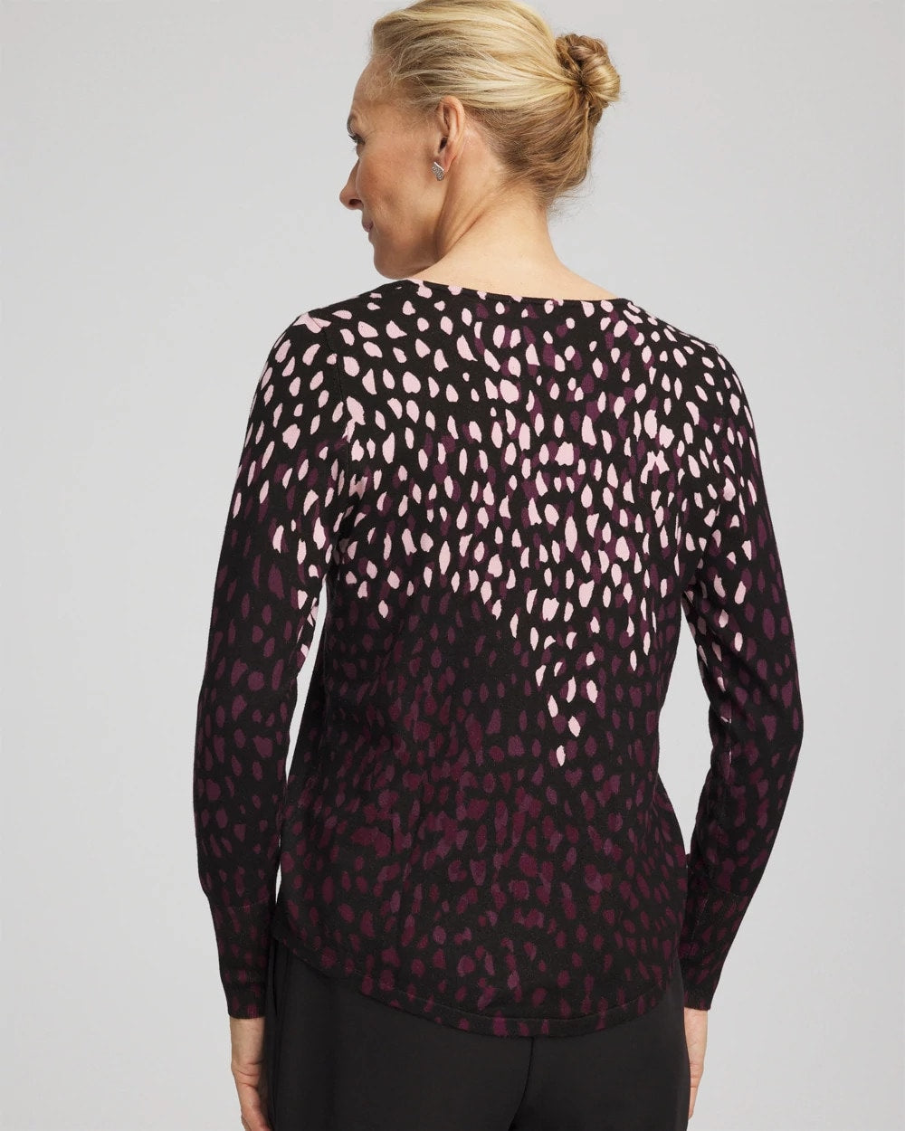 Chico's Special Offer - Ella Printed V-Neck Sweater Black