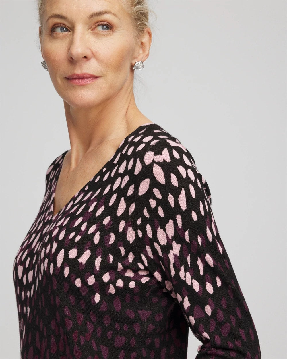 Chico's Special Offer - Ella Printed V-Neck Sweater Black