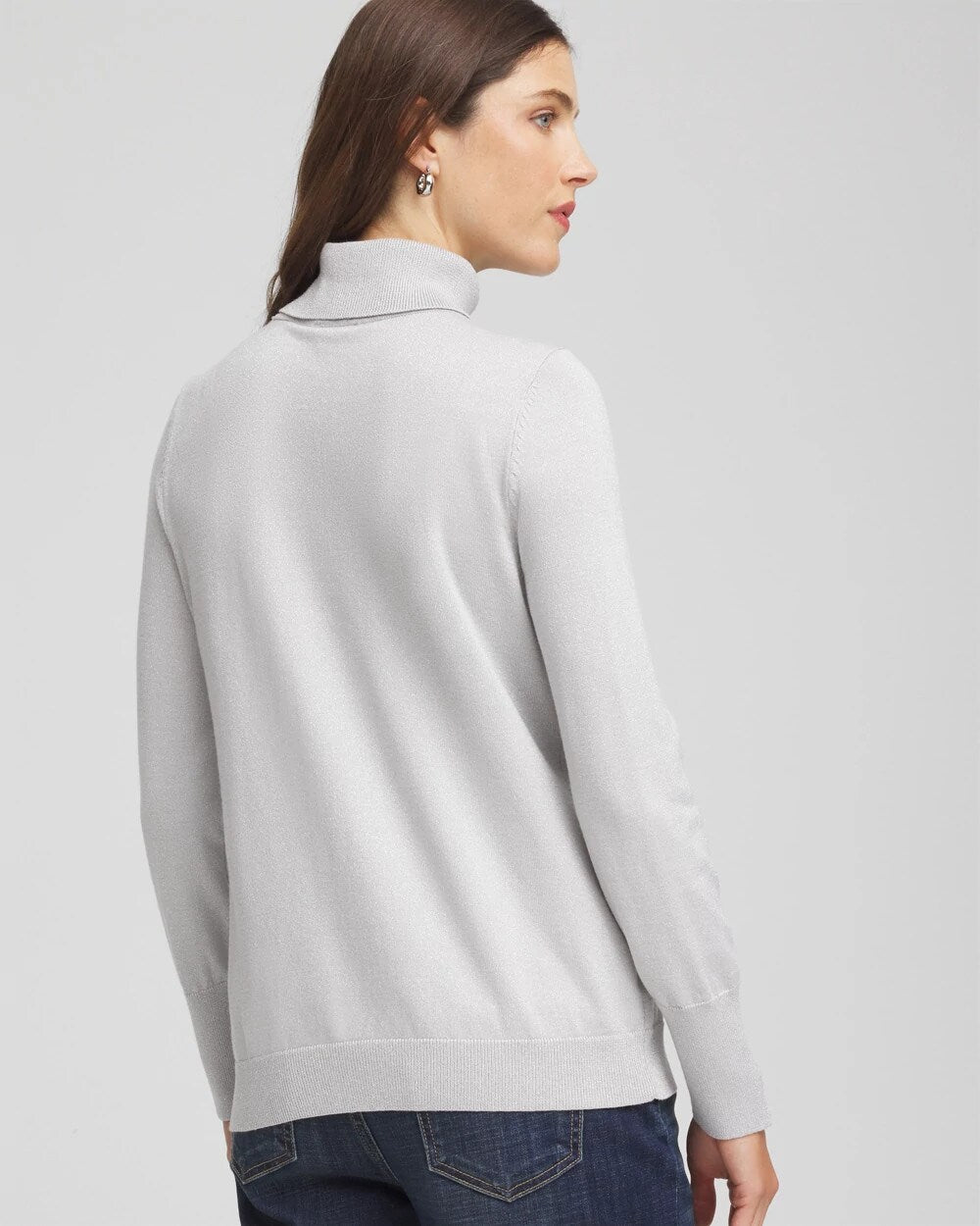Chico's Deals - Metallic Turtleneck Pullover Sweaters Silver Glitter