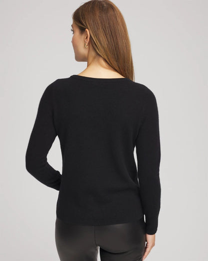 Chico's Best Seller - Embellished Cashmere Pullover Sweater Black