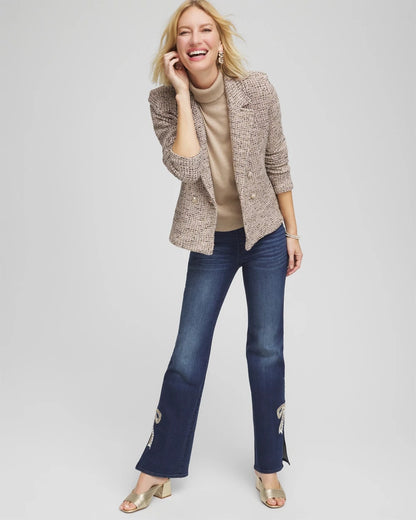 Chico's Premium - Double Breasted Tweed Blazer Smokey Taupe