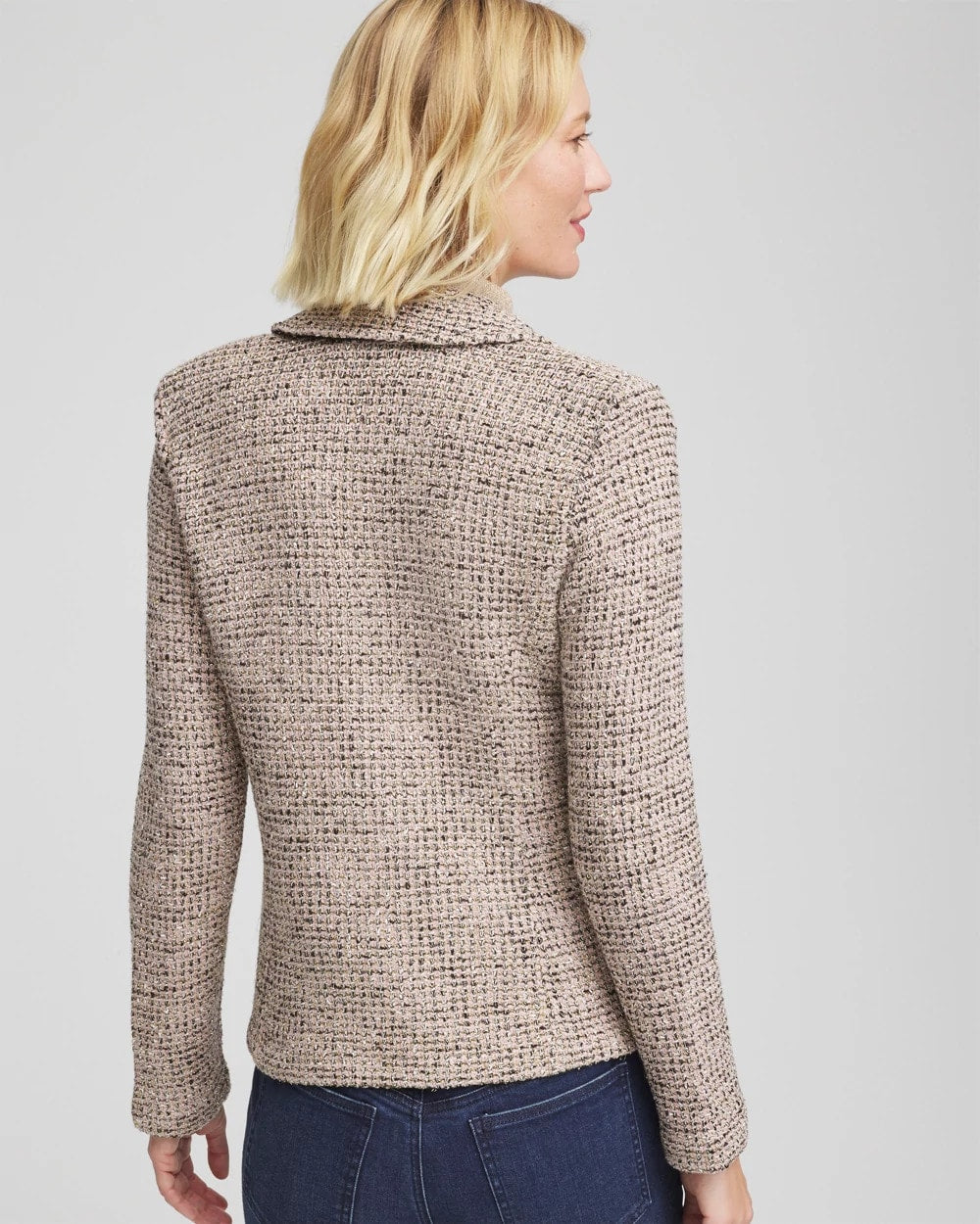 Chico's Premium - Double Breasted Tweed Blazer Smokey Taupe