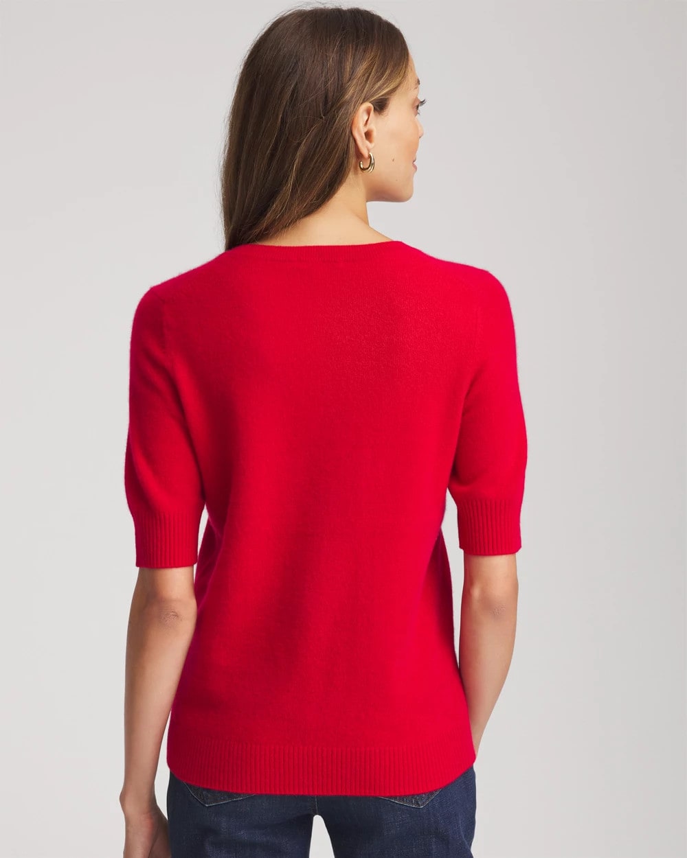 Chico's Sale - Crewneck Cashmere Pullover Sweater Red