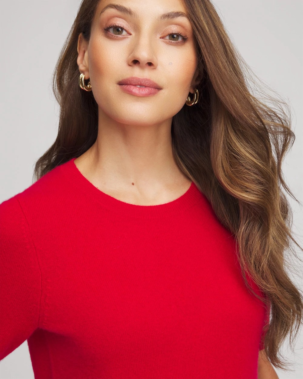 Chico's Sale - Crewneck Cashmere Pullover Sweater Red
