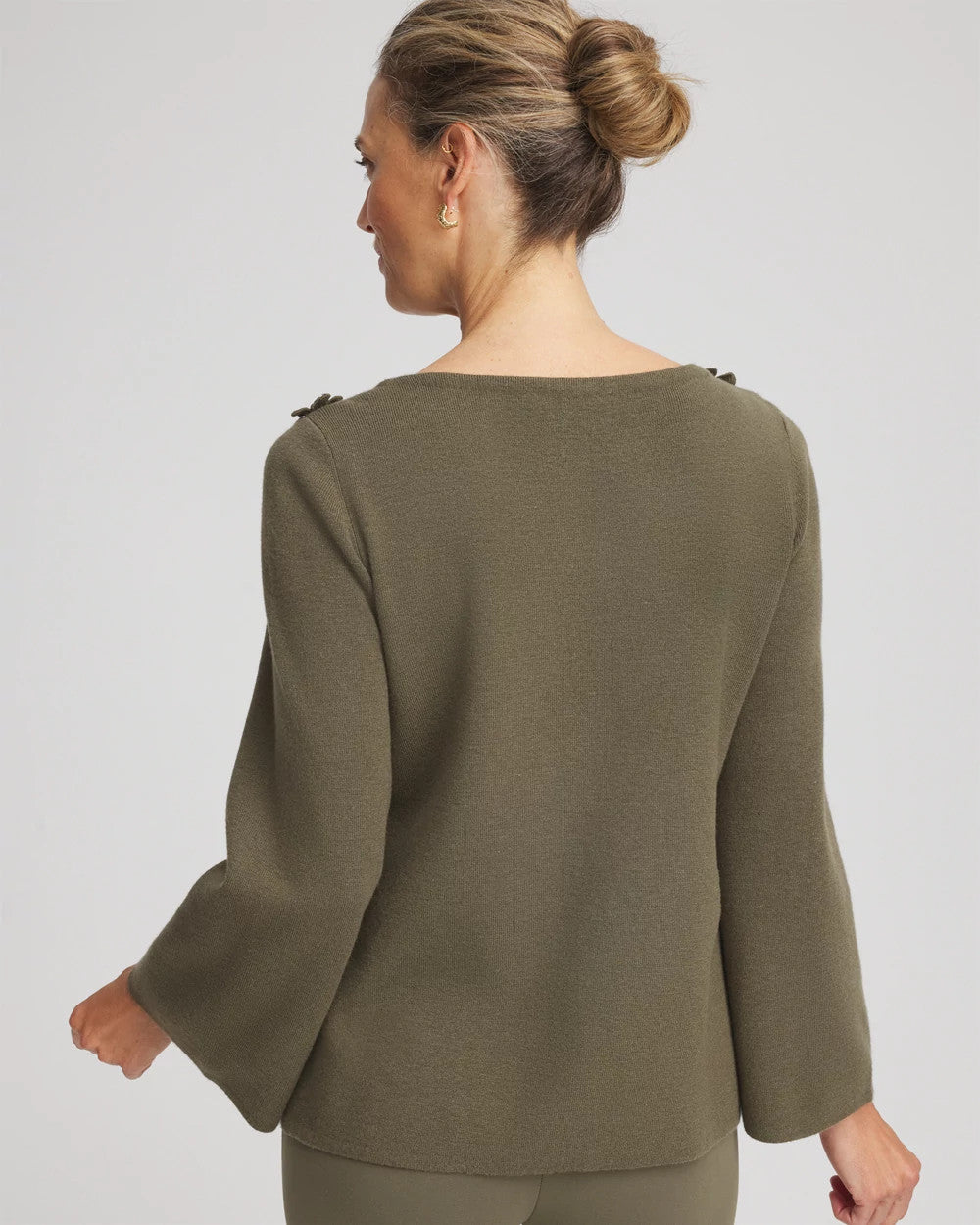 Chico's Smart Buy - Appliqué Flared-Sleeve Sweater Nettle Leaf