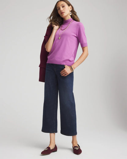 Chico's Essential - Ella Elbow Sleeve Mockneck Sweater Gooseberry