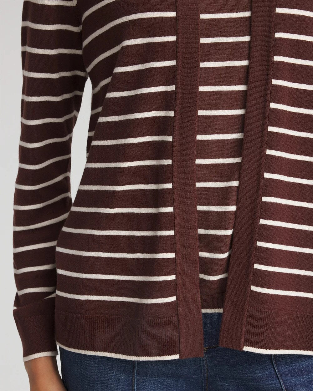 Chico's Signature - Ella Striped Long-Sleeve Cardigan Cacao