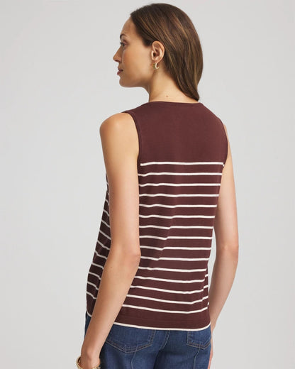 Chico's Classic - Ella Striped Sweater Tank Cacao