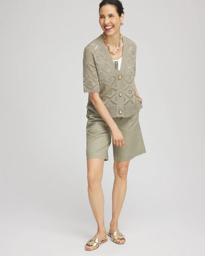 Chico's Trusted - Short Button-down Cardigan Washed Sage