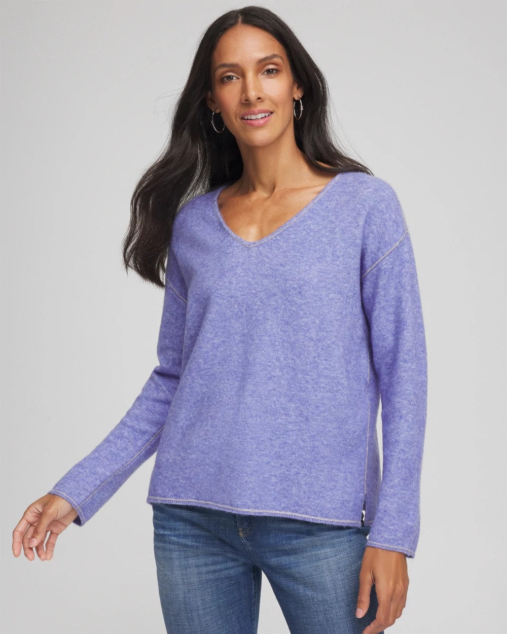 Chico's Trending - Contrast Stitch Detail Pullover Vibrant Iris