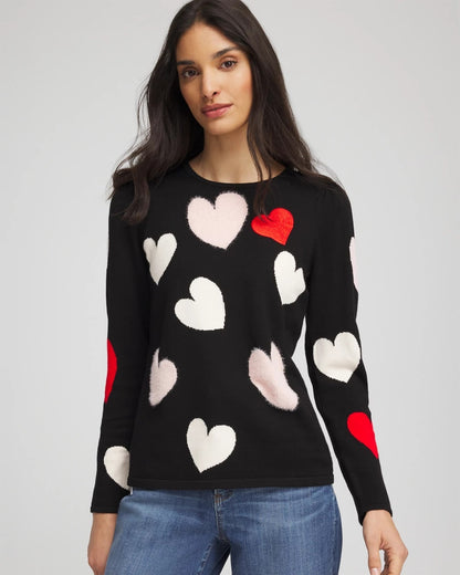 Chico's Quality - V-Day Multi-Heart Pullover Black