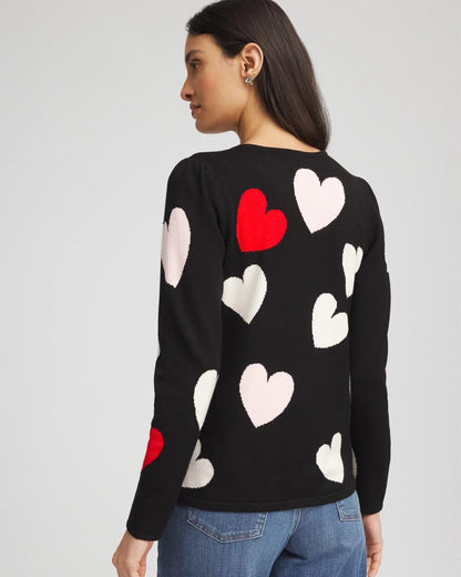 Chico's Quality - V-Day Multi-Heart Pullover Black